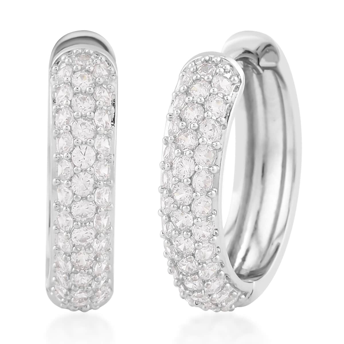 Simulated White Diamond Hoop Earrings in Silvertone 2.90 ctw image number 0