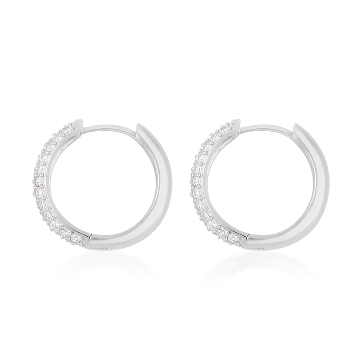Simulated White Diamond Hoop Earrings in Silvertone 2.90 ctw image number 3
