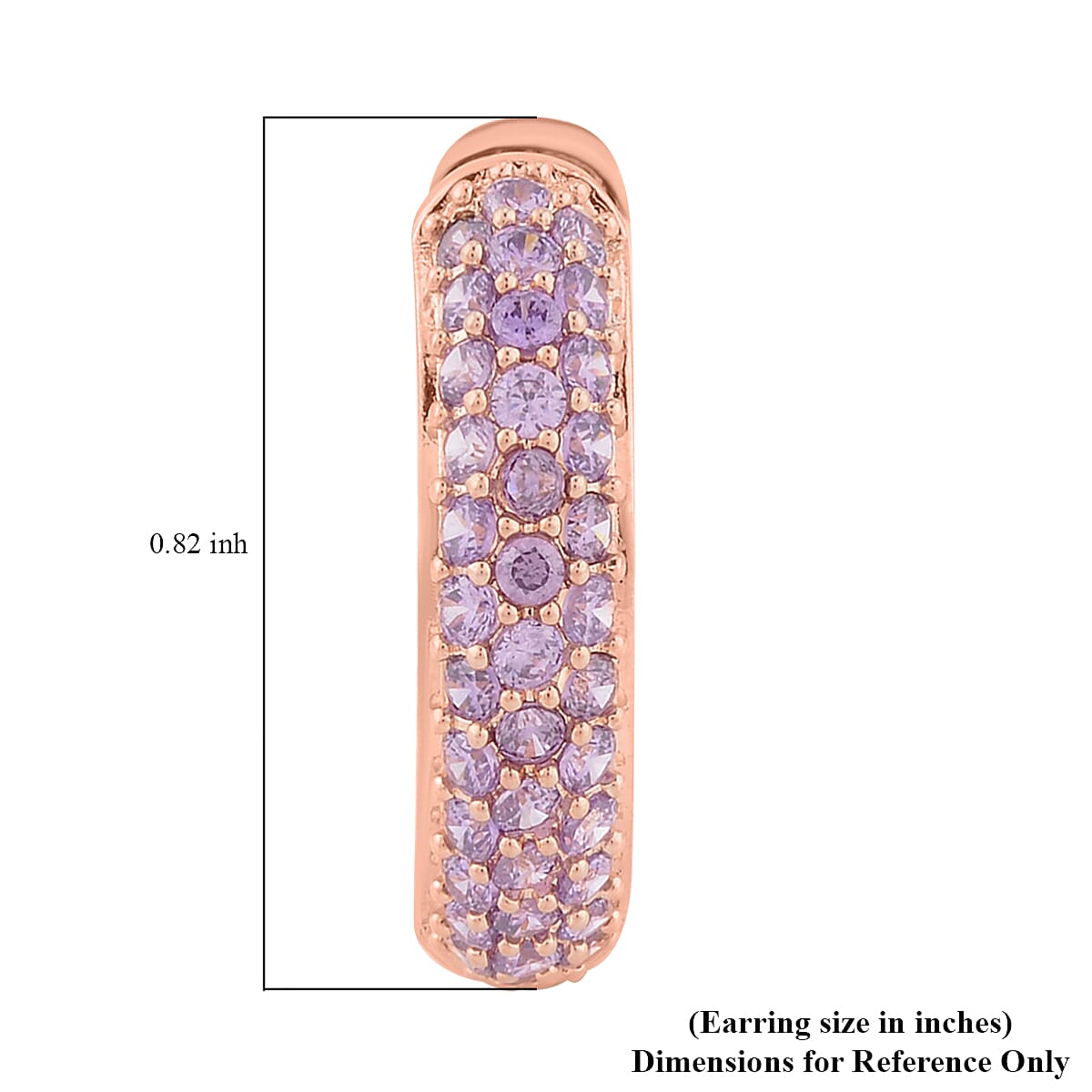 Simulated Purple Diamond Hoop Earring in Rosetone 2.90 ctw image number 4