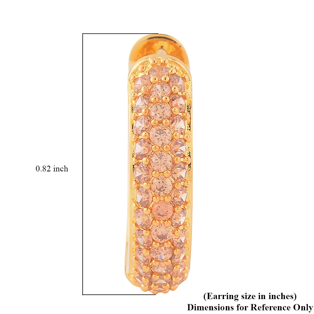 Simulated Champagne Color Diamond Hoop Earrings in Goldtone 2.90 ctw image number 4