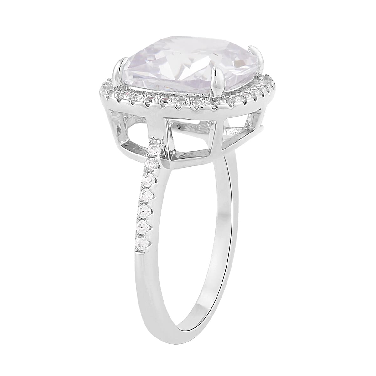 Simulated White Diamond Halo Ring in Silvertone (Size 10.0) 10.00 ctw