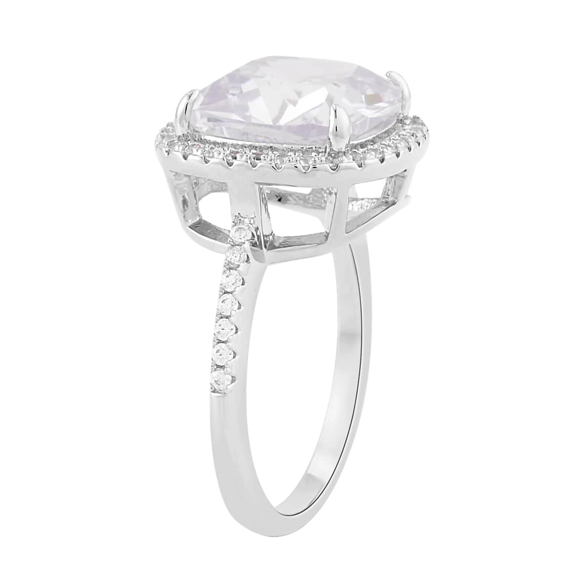 Simulated White Diamond Halo Ring in Silvertone (Size 10.0) 10.00 ctw image number 3