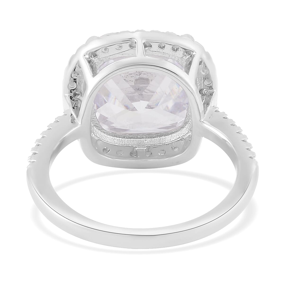 Simulated White Diamond Halo Ring in Silvertone (Size 10.0) 10.00 ctw