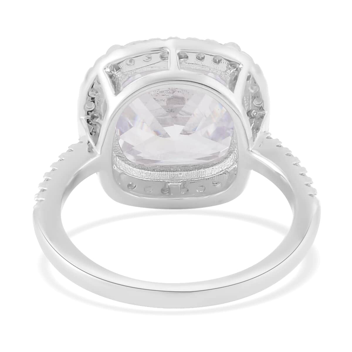 Simulated White Diamond Halo Ring in Silvertone (Size 10.0) 10.00 ctw image number 4