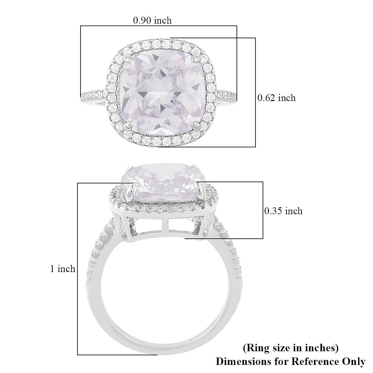 Simulated White Diamond Halo Ring in Silvertone (Size 10.0) 10.00 ctw