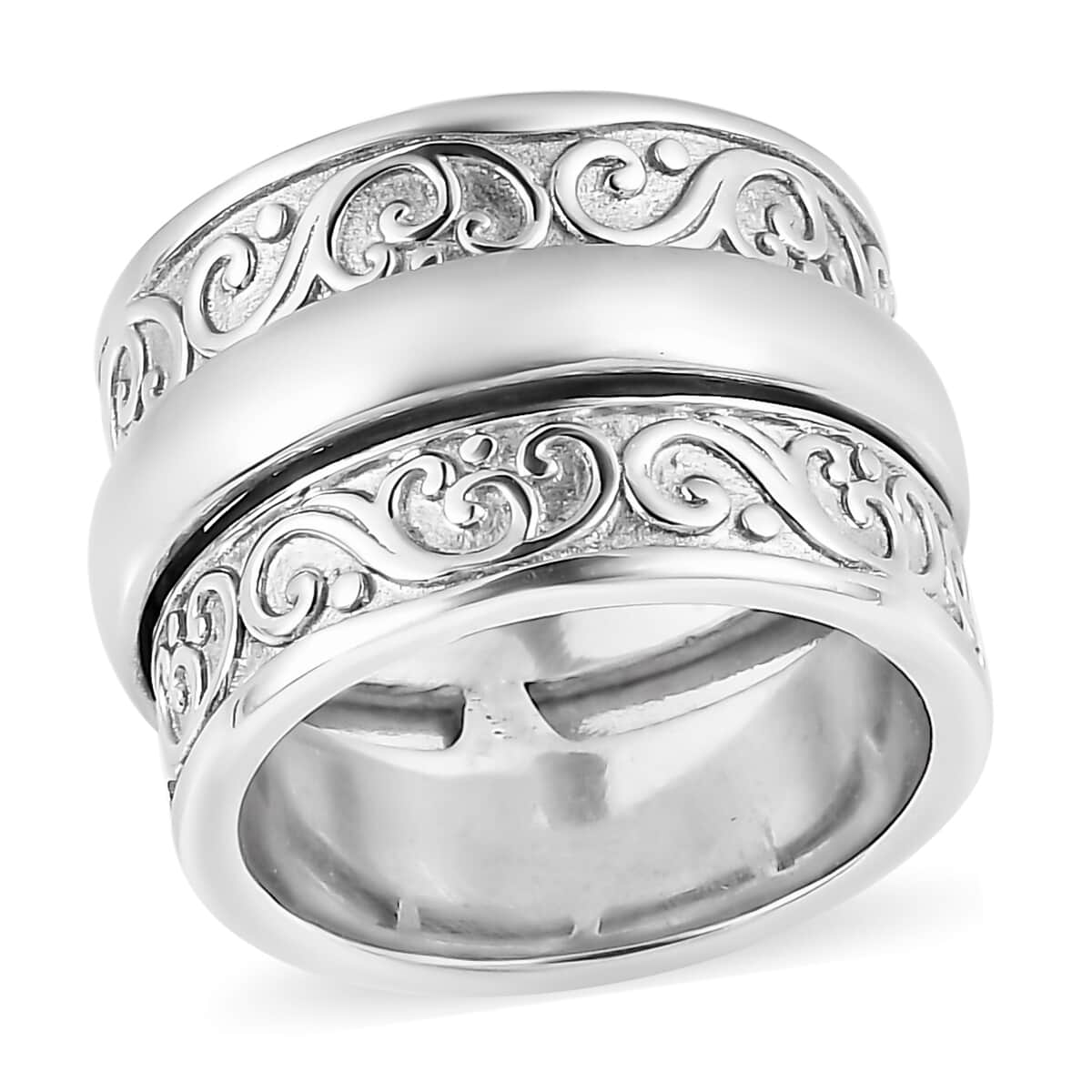 Platinum and Oxidized Sterling Silver Channel Men's Wedding Band