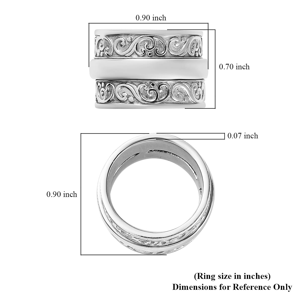 Black Oxidized Sterling Silver Spinner Ring (Size 10.0) 6 Grams image number 5