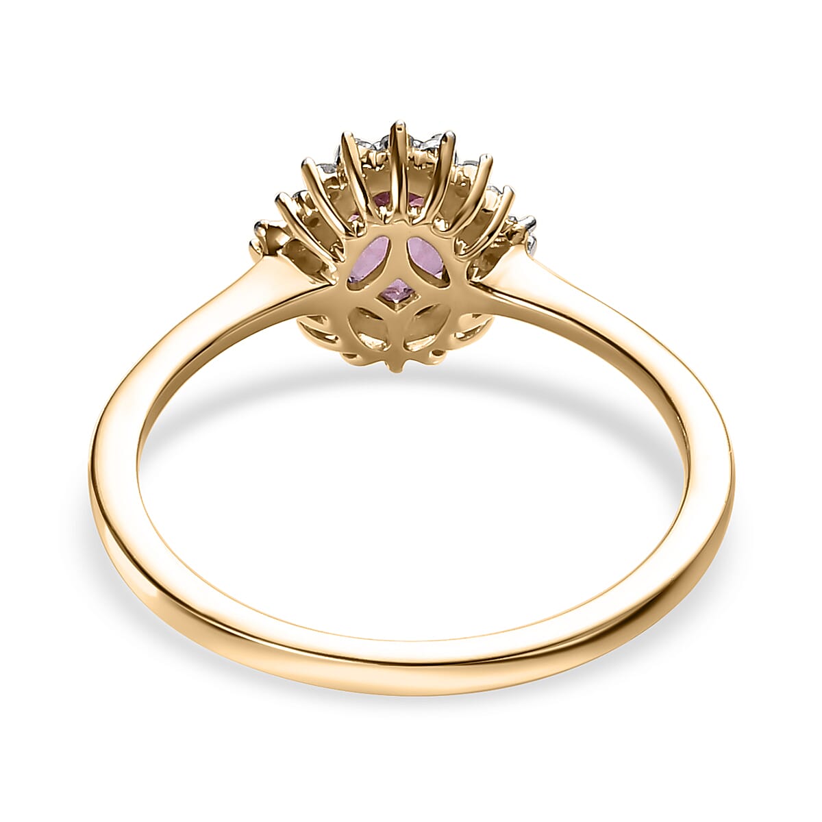 Luxoro 10K Yellow Gold AA Narsipatnam Purple Spinel and Diamond Halo Ring 0.90 ctw image number 4