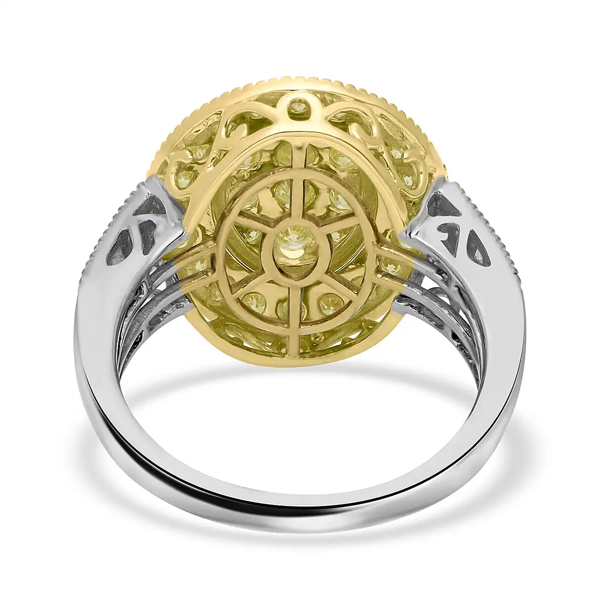 Luxoro I3 Natural Yellow and White Diamond 1.75 ctw Ring, 14K White and Yellow Gold Ring, Diamond Cluster Ring, Diamond Jewelry For Her (Size 9.00)
