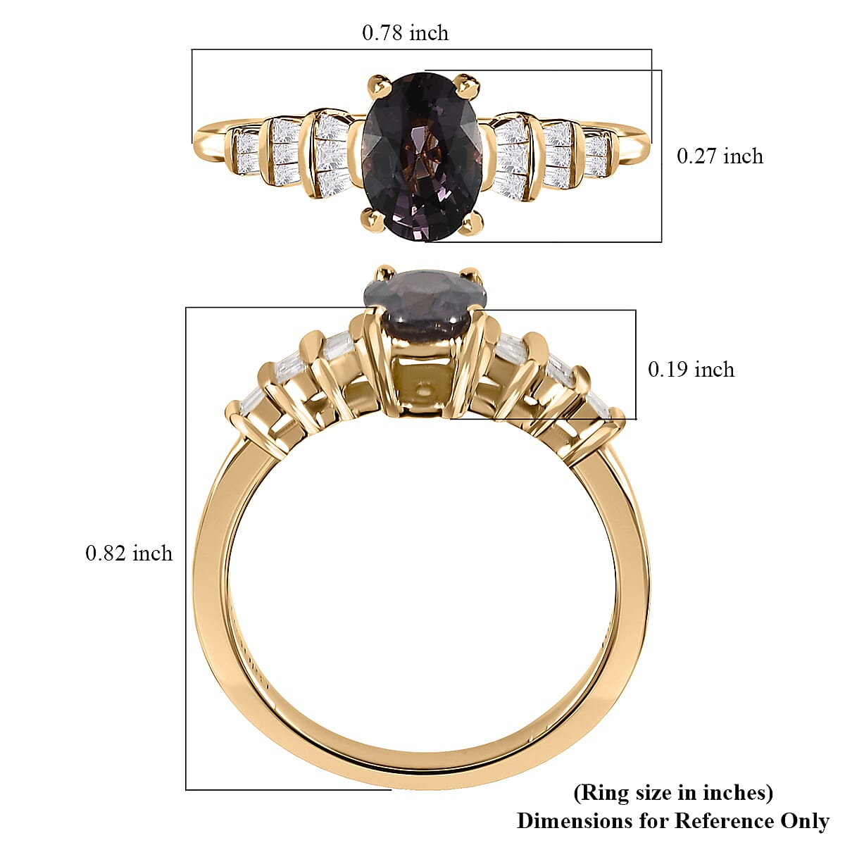 Luxoro 10K Yellow Gold Premium Tanzanian Lavender Spinel and Diamond Ring (Size 10.0) 1.00 ctw