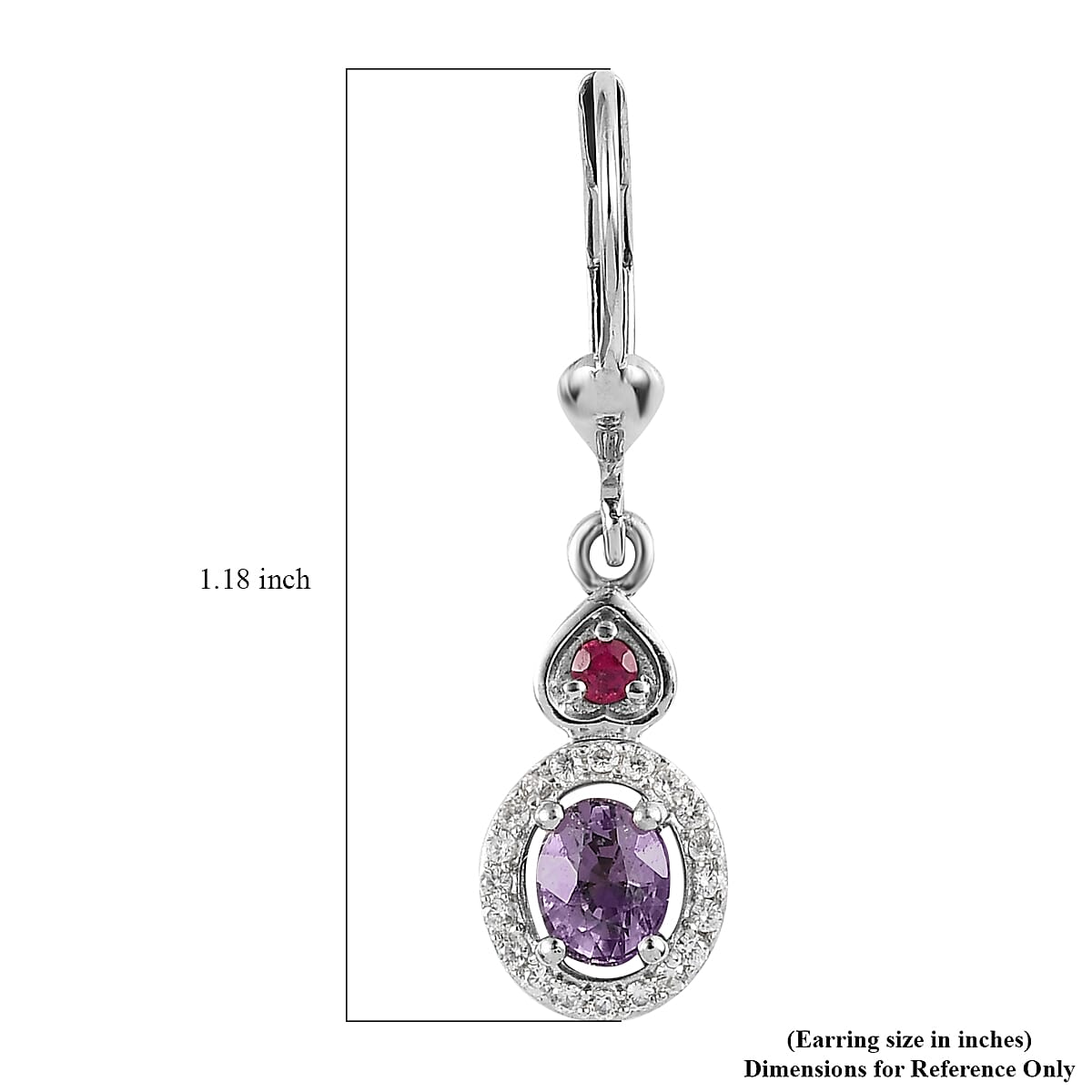 Tanzanian Lavender Spinel and Multi Gemstone Dangling Earrings in Platinum Over Sterling Silver 1.25 ctw