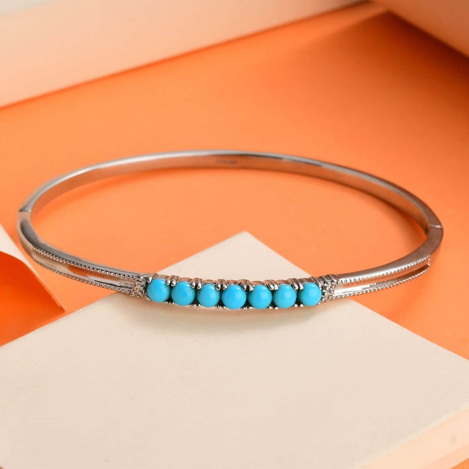 Buy Sleeping Beauty Turquoise Bangle Bracelet In Stainless Steel (6.50 ...