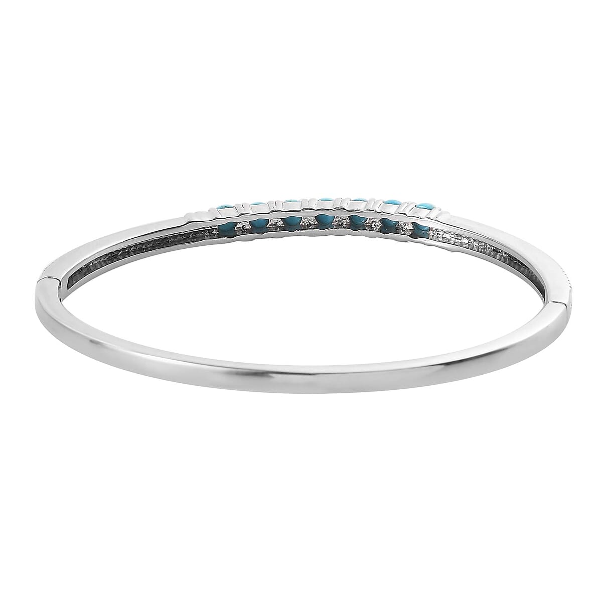 Sleeping Beauty Turquoise Bangle Bracelet in Stainless Steel (6.50 In) 2.15 ctw image number 4