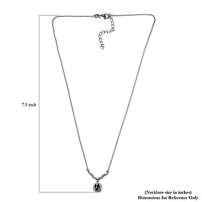 Tanzanian Lavender Spinel and White Zircon 1.15 ctw Sunburst Necklace 18-20 Inches in Platinum Over Sterling Silver