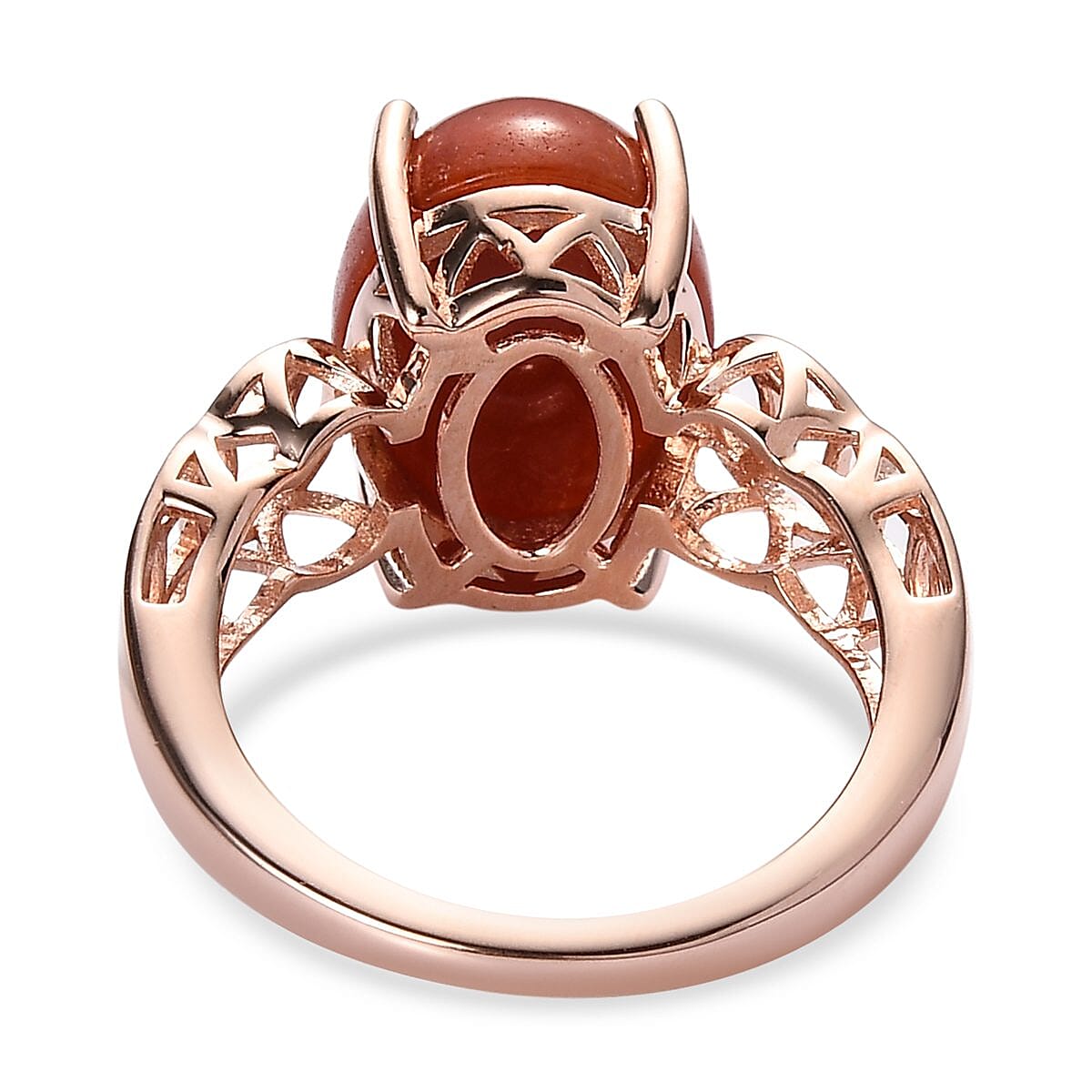 Red Jade (D) Solitaire Chinese Coin Symbol Ring in Vermeil Rose Gold Over Sterling Silver (Size 6.0) 7.65 ctw image number 4