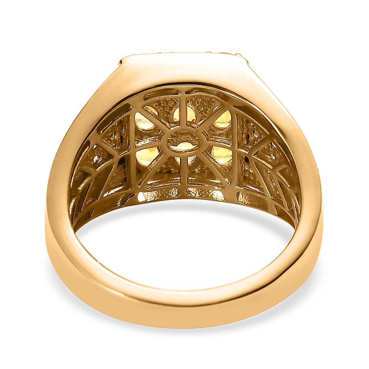 Yellow Sapphire and White Zircon Men's Ring in Vermeil Yellow Gold Over Sterling Silver (Size 10.0) 2.50 ctw image number 4