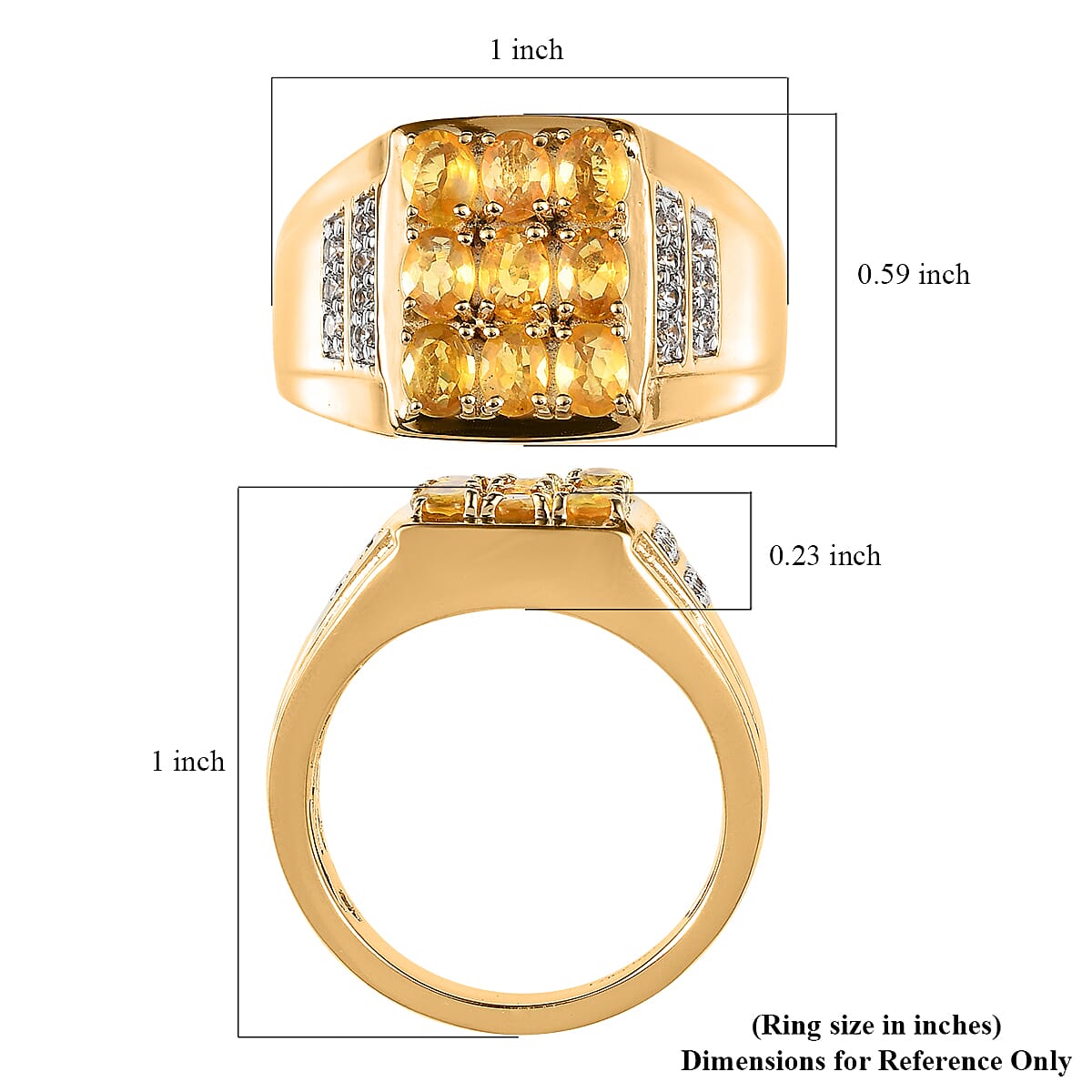 Yellow Sapphire and White Zircon Men's Ring in Vermeil Yellow Gold Over Sterling Silver (Size 10.0) 2.50 ctw image number 5