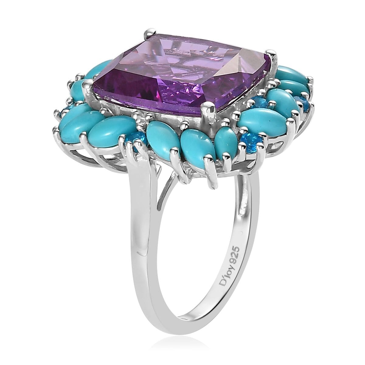 Lab Grown Color Change Sapphire and Multi Gemstone Ring in Platinum Over Sterling Silver 15.25 ctw image number 3