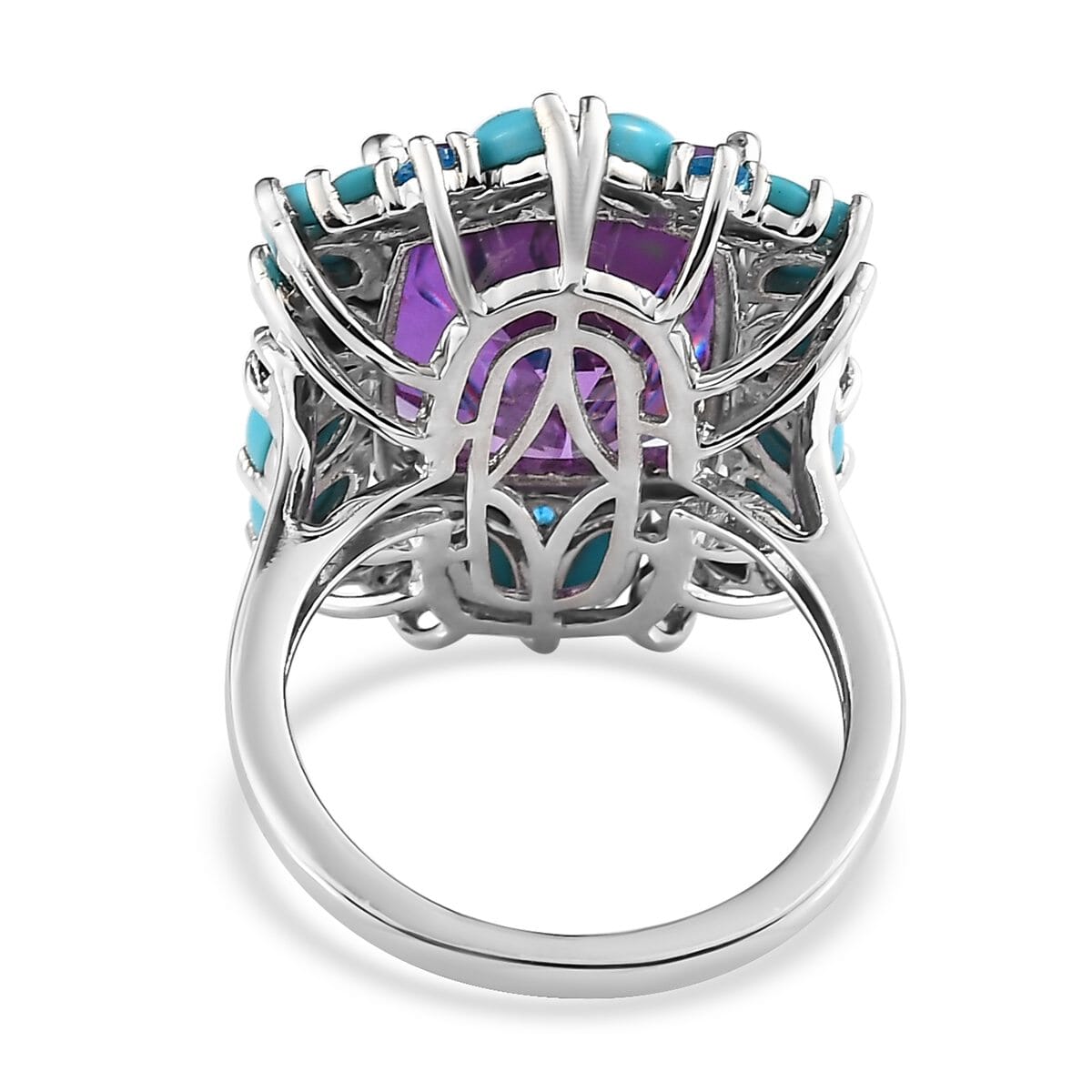 Lab Grown Color Change Sapphire and Multi Gemstone Ring in Platinum Over Sterling Silver 15.25 ctw image number 4
