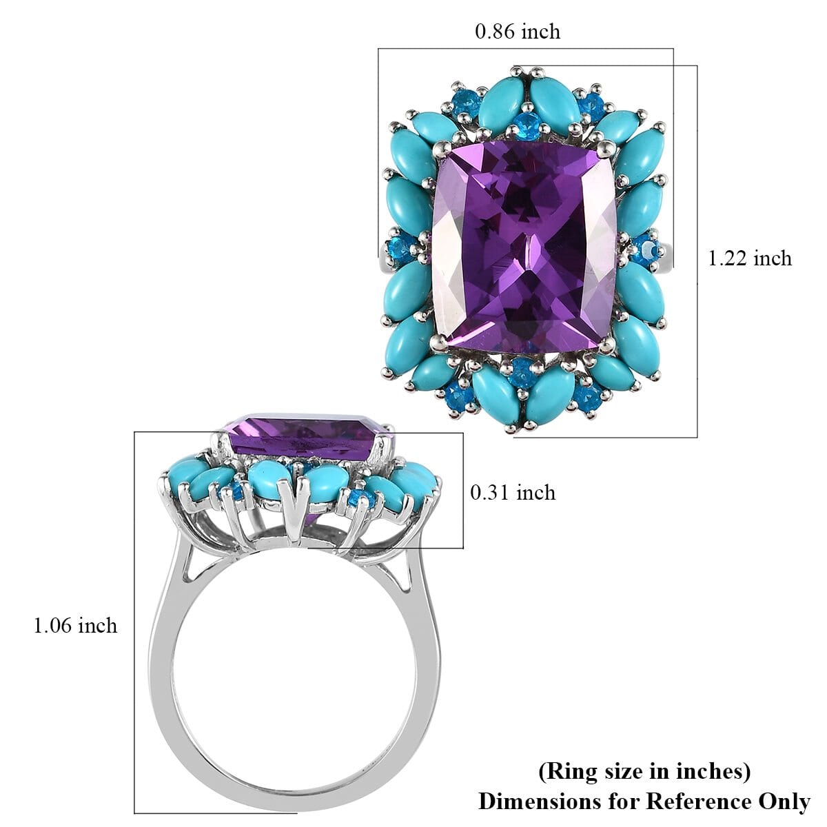 Lab Grown Color Change Sapphire and Multi Gemstone Ring in Platinum Over Sterling Silver 15.25 ctw image number 5