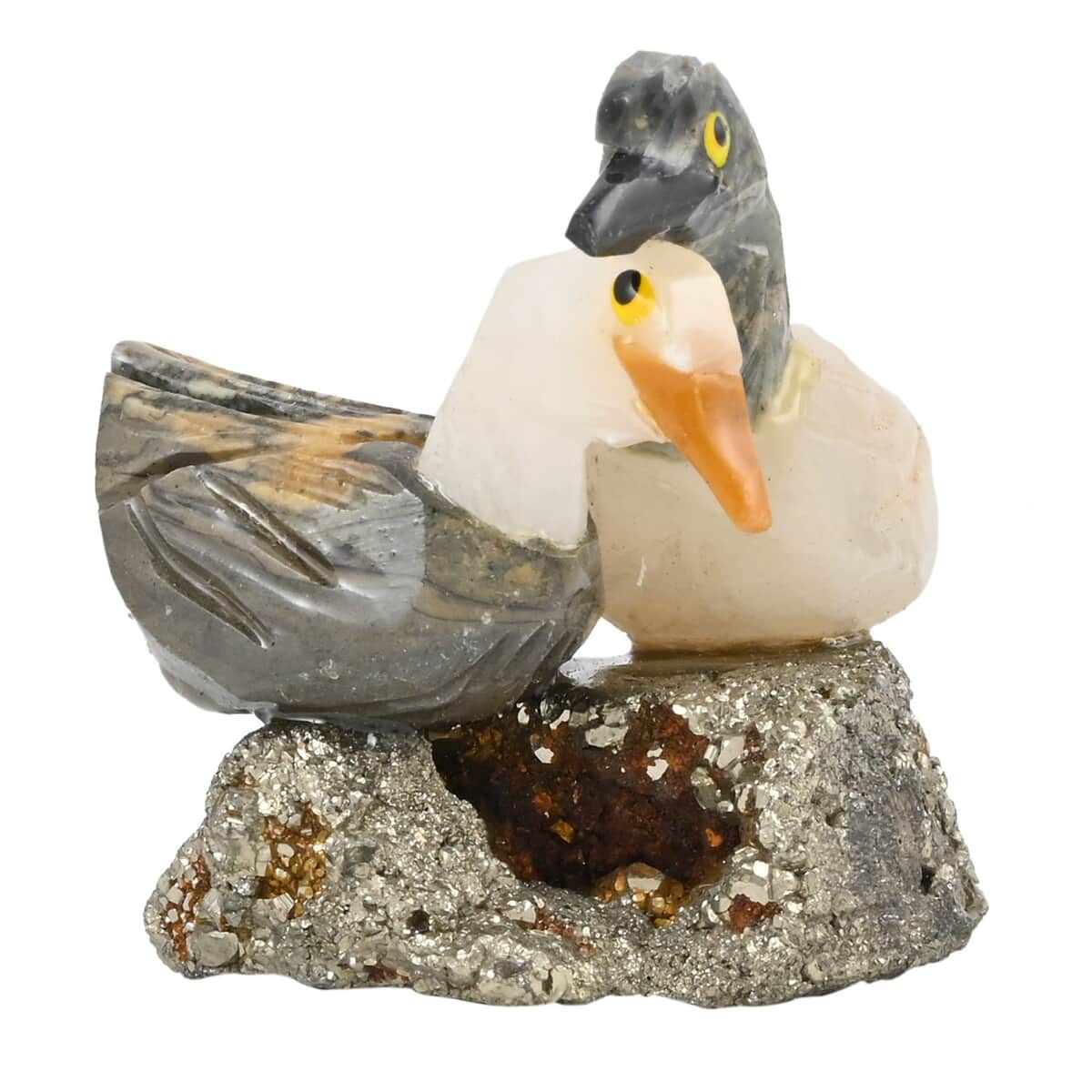 Multi Gemstone Carved Small Duck Couple Approx. 185ctw image number 0