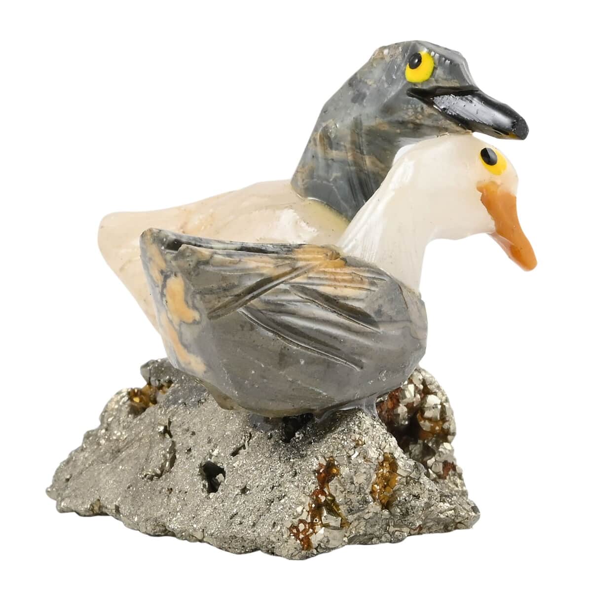 Multi Gemstone Carved Small Duck Couple Approx. 185ctw image number 2