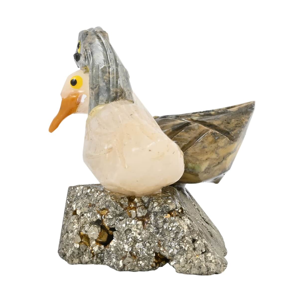 Multi Gemstone Carved Small Duck Couple Approx. 185ctw image number 3