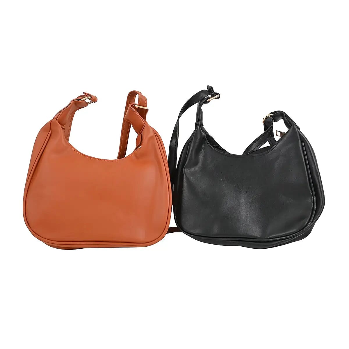 Black and Tan Faux Leather Set of 2 Shoulder Bag