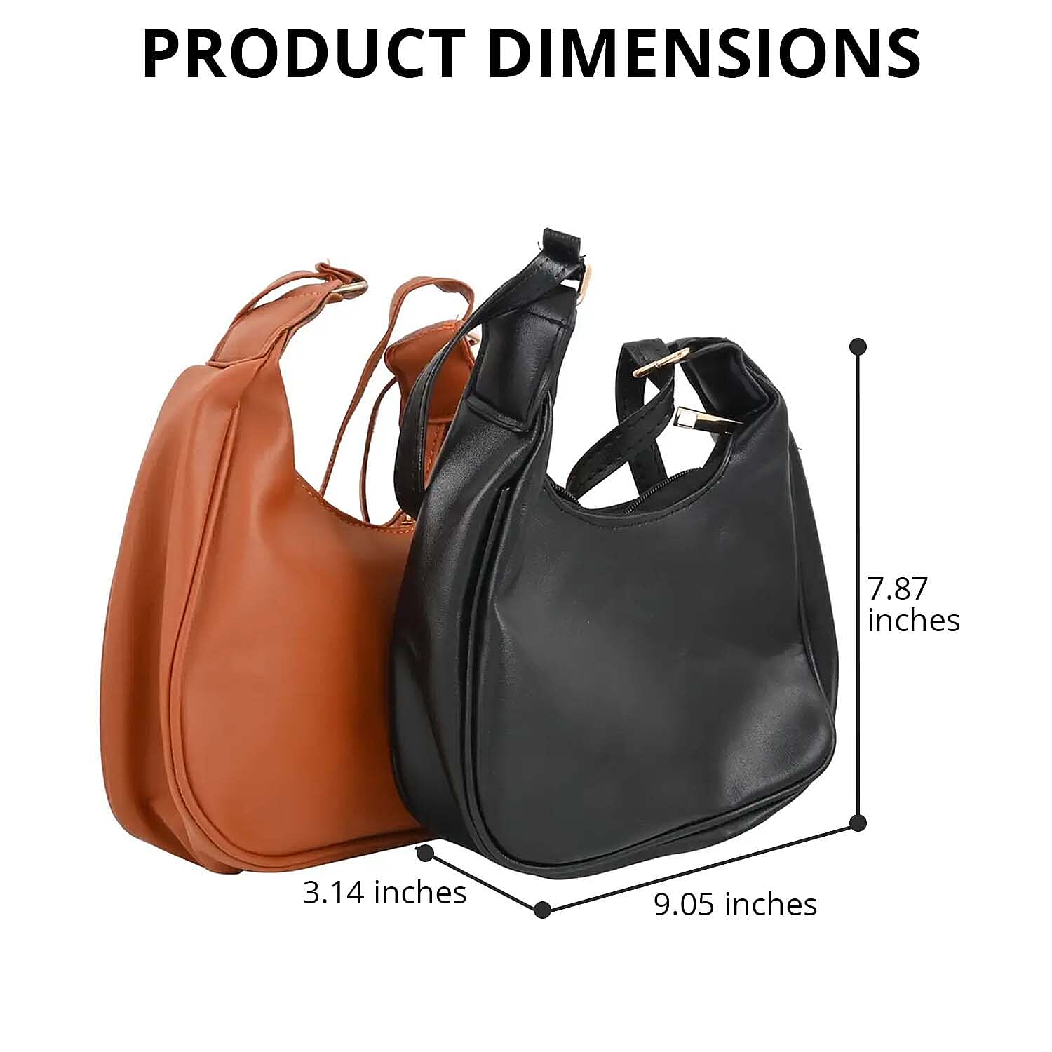 Black and Tan Faux Leather Set of 2 Shoulder Bag