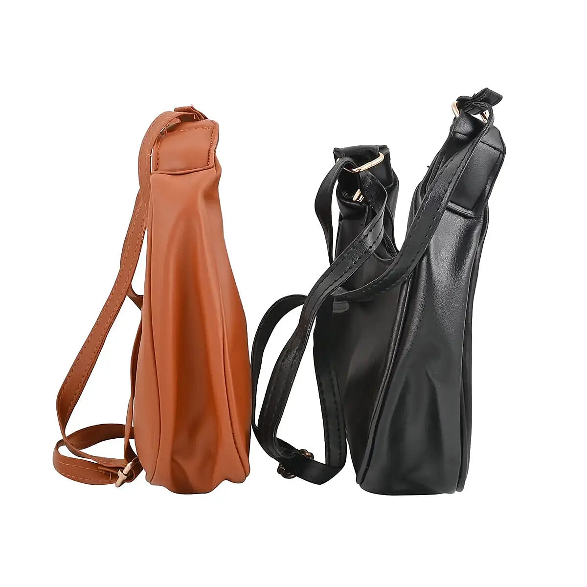 Black and Tan Faux Leather Set of 2 Shoulder Bag