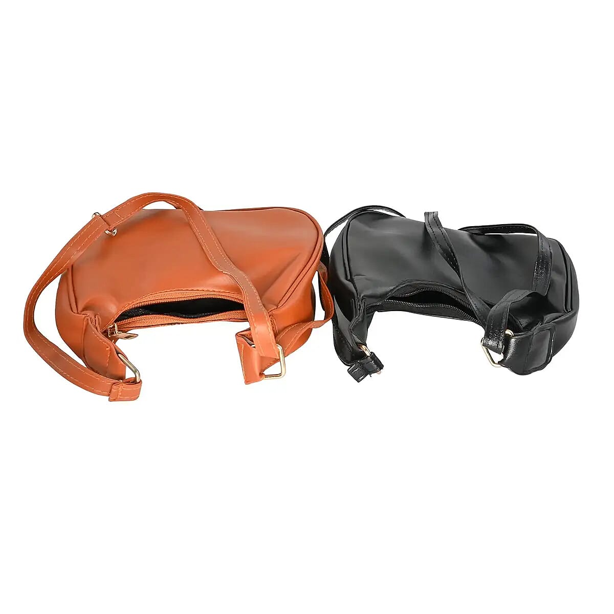 Black and Tan Faux Leather Set of 2 Shoulder Bag image number 6