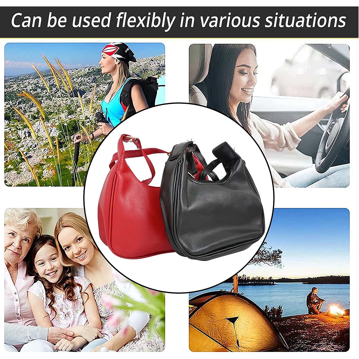 Black and Red Faux Leather Set of 2 Shoulder Bag image number 2