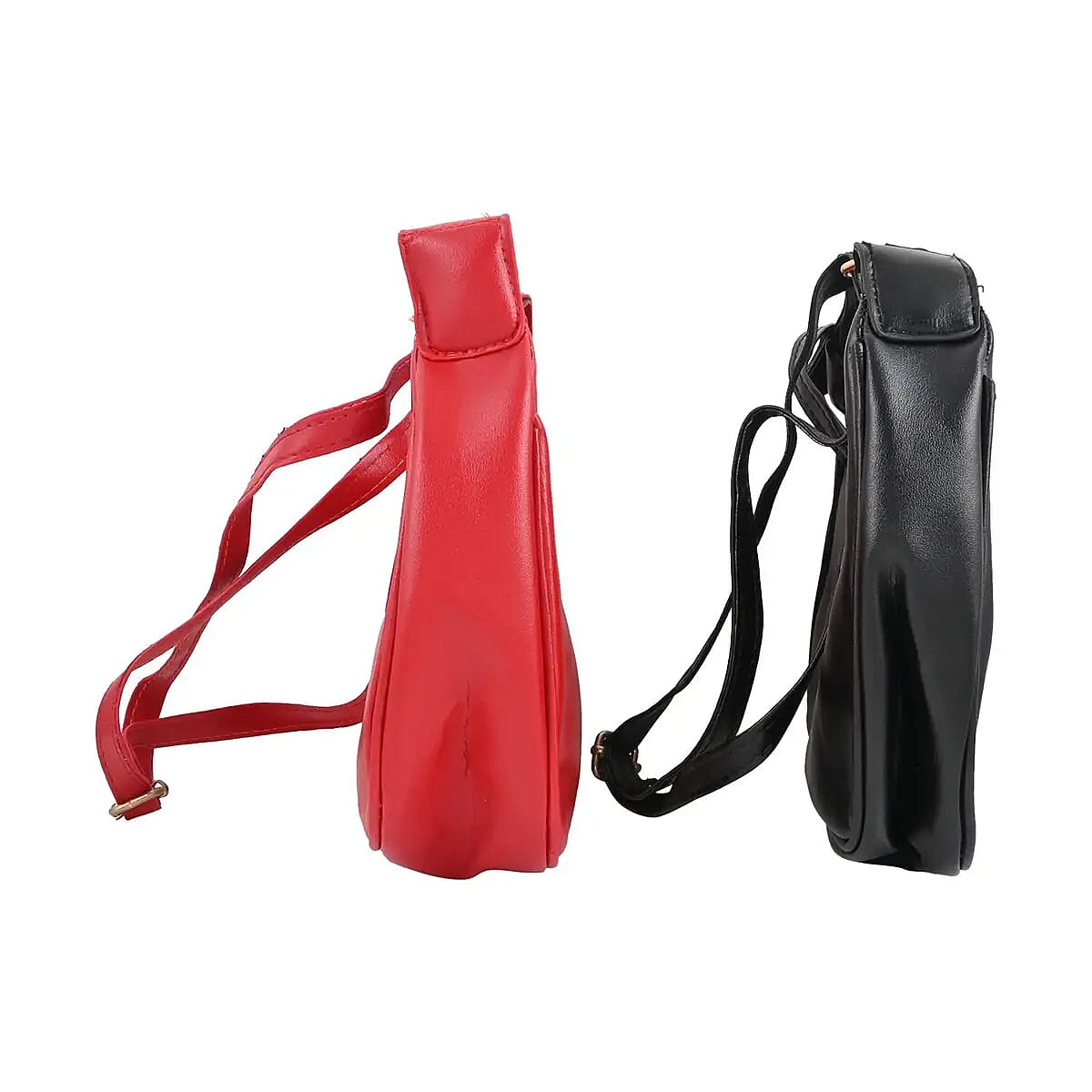 Black and Red Faux Leather Set of 2 Shoulder Bag image number 4
