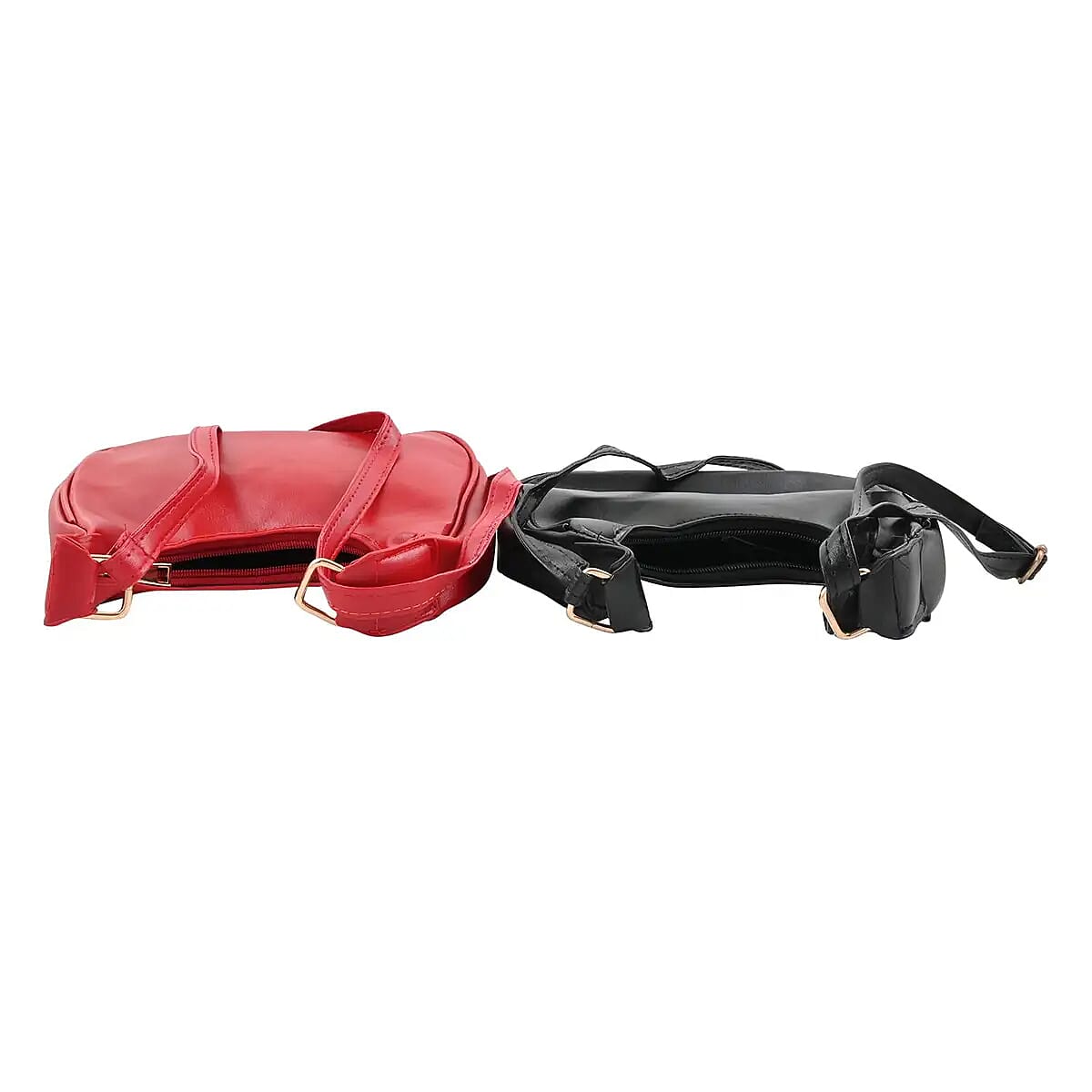 Black and Red Faux Leather Set of 2 Shoulder Bag image number 6