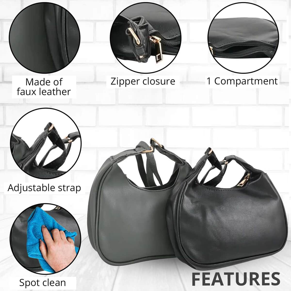 Shop LC Faux Leather Set of 2 Shoulder Bag with Adjustable Strap