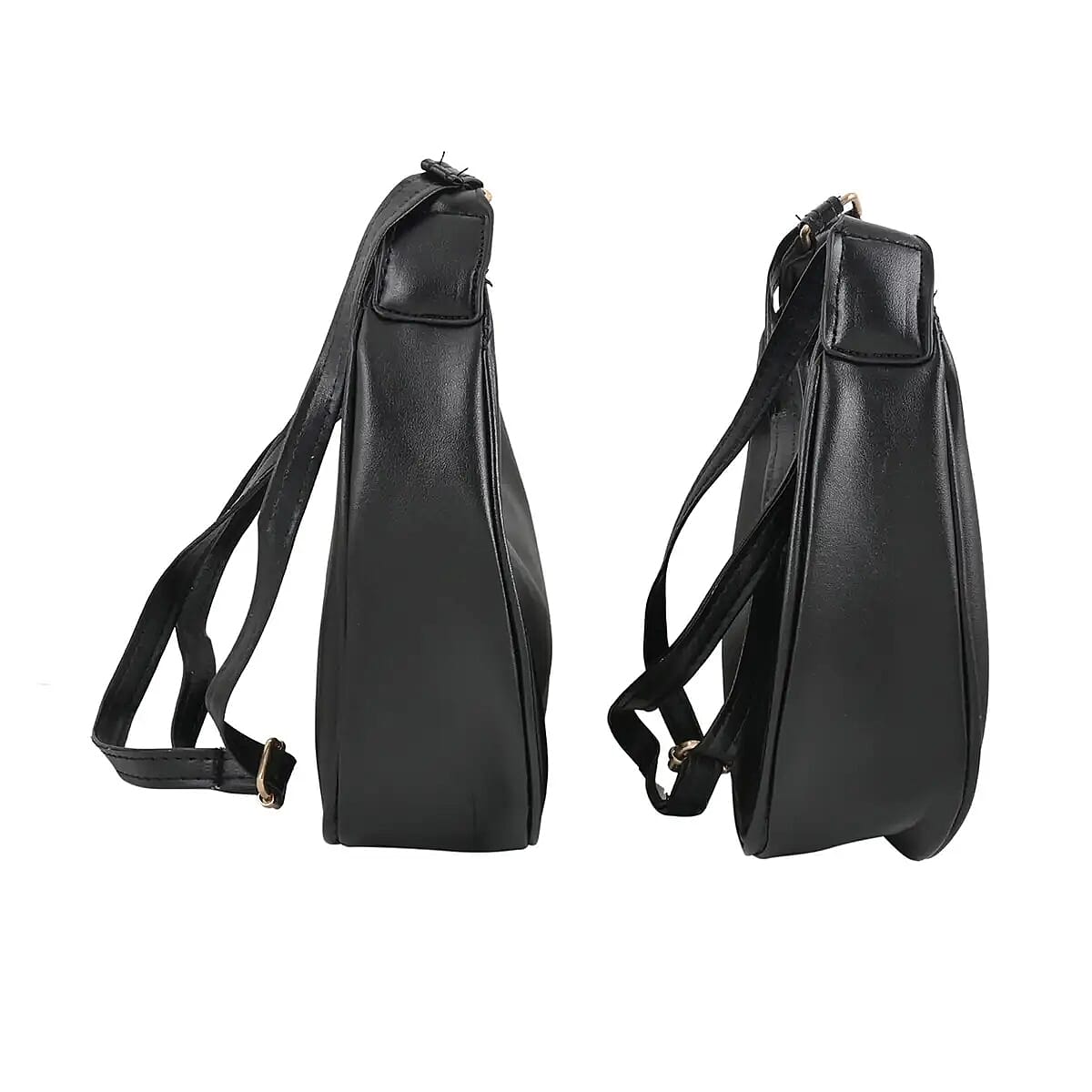 Black Faux Leather Set of 2 Shoulder Bag (9.05x7.87x3.14)
