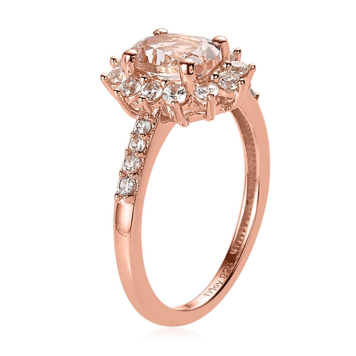 Marropino Morganite and White Zircon Sunburst Ring in Vermeil Rose Gold Over Sterling Silver 1.35 ctw image number 3