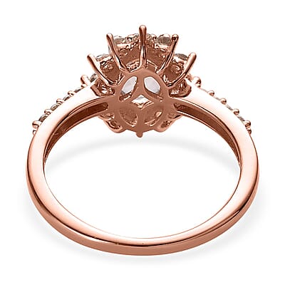 Marropino Morganite and White Zircon Sunburst Ring in Vermeil Rose Gold Over Sterling Silver (Size 10.0) 1.35 ctw