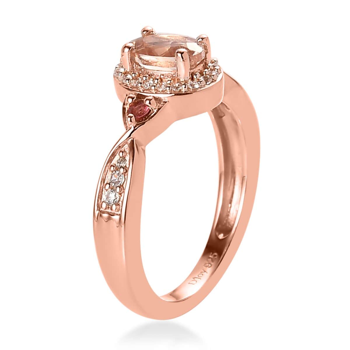 Marropino Morganite and Multi Gemstone Halo Ring in Vermeil Rose Gold Over Sterling Silver 0.85 ctw image number 3