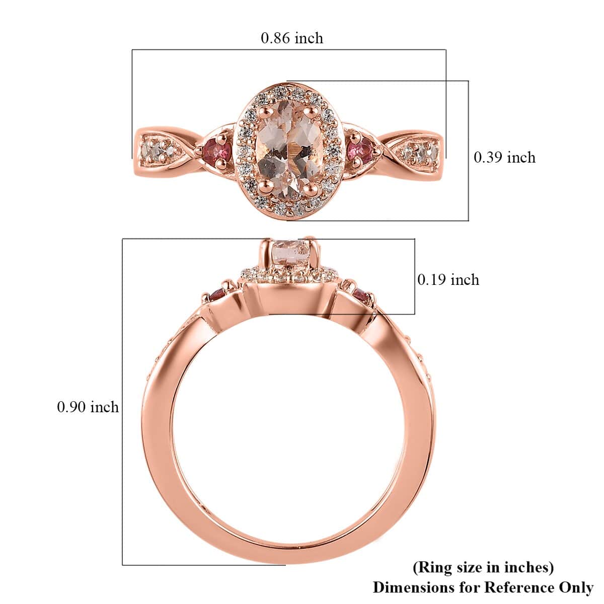 Marropino Morganite and Multi Gemstone Halo Ring in Vermeil Rose Gold Over Sterling Silver 0.85 ctw image number 5