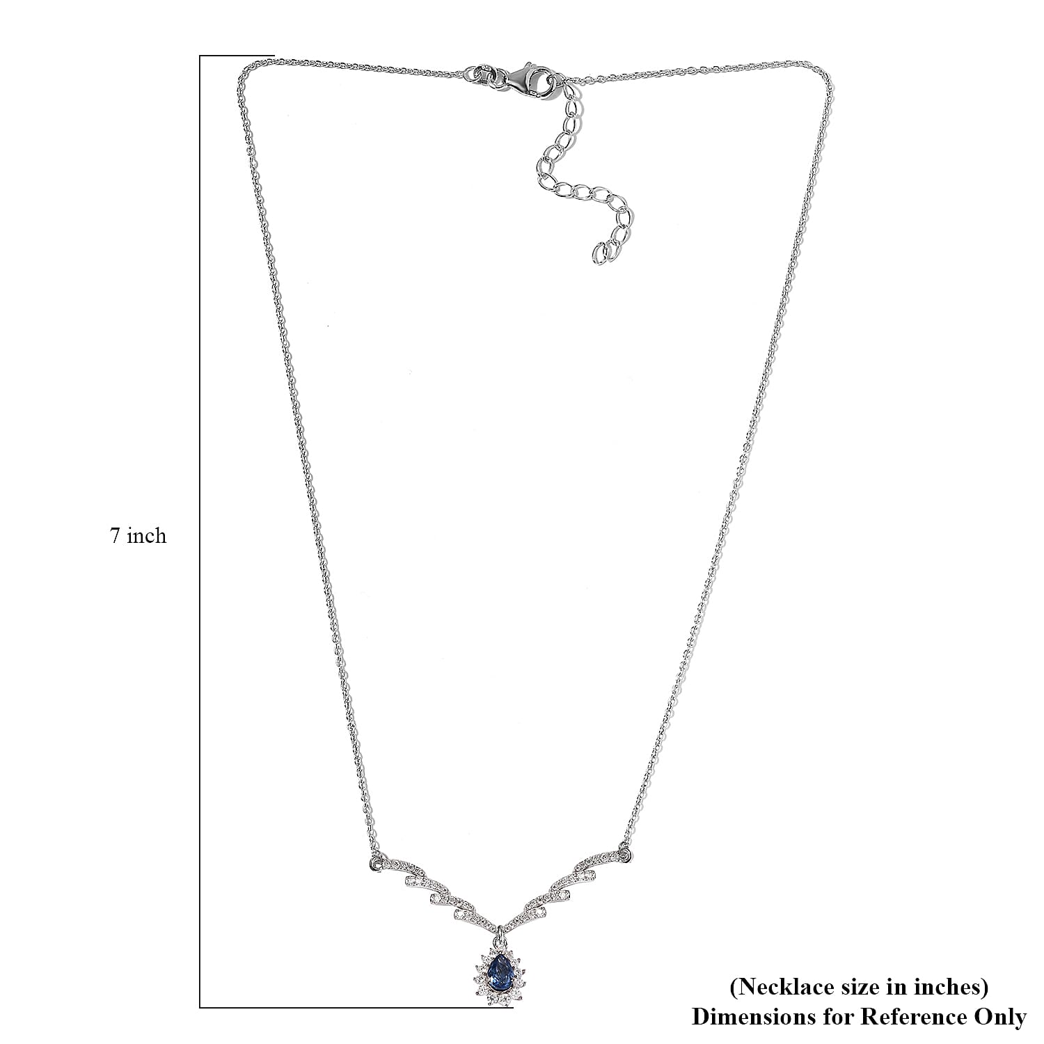 Ceylon Blue Sapphire and Moissanite Necklace 18 Inches in Platinum Over Sterling Silver 1.90 ctw