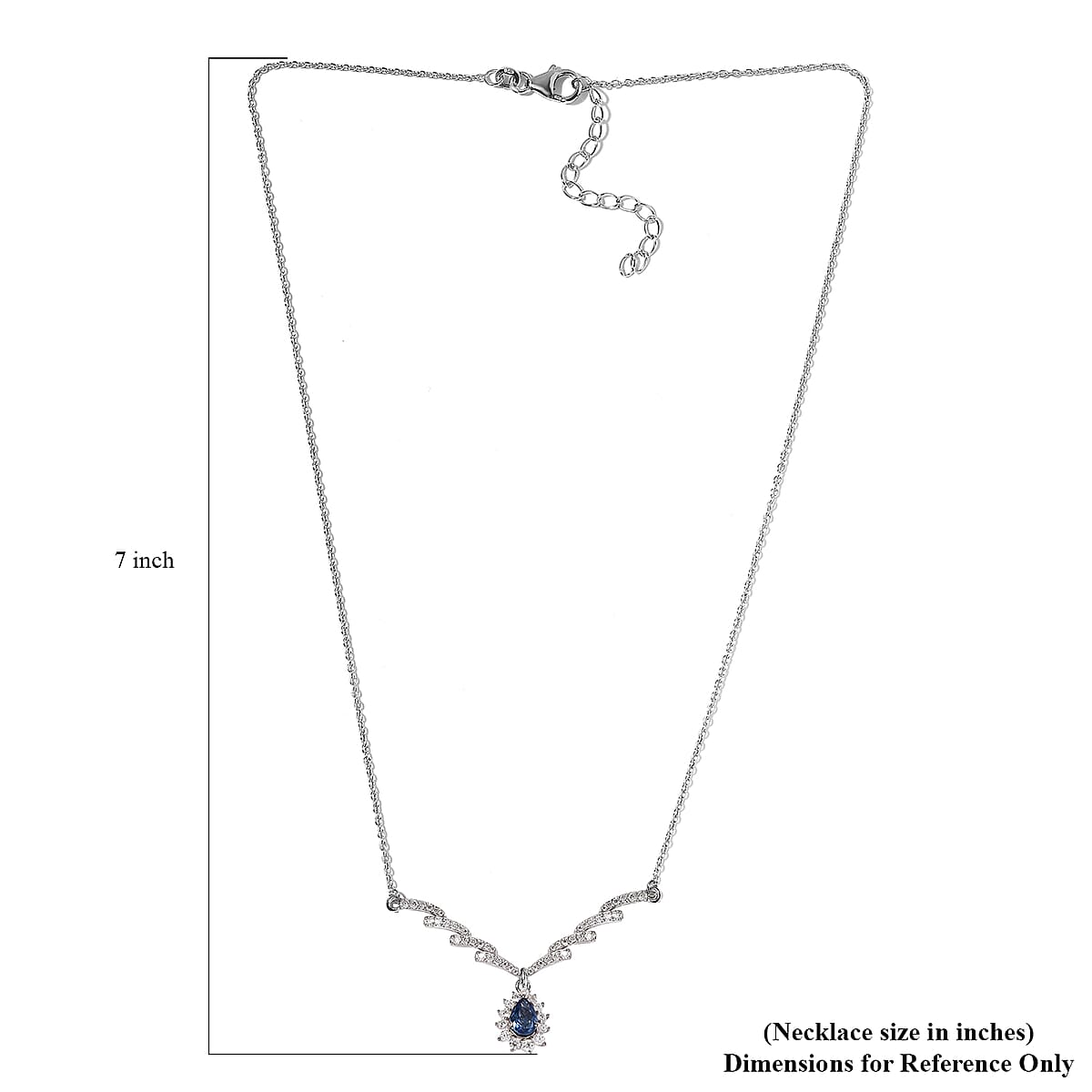 Ceylon Blue Sapphire and Moissanite Necklace 18 Inches in Platinum Over Sterling Silver 1.90 ctw image number 5