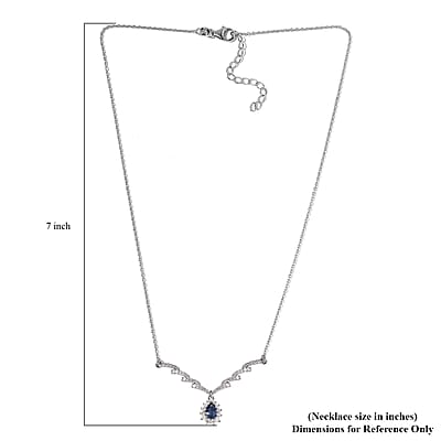 Ceylon Blue Sapphire and Moissanite Necklace 18 Inches in Platinum Over Sterling Silver 1.90 ctw