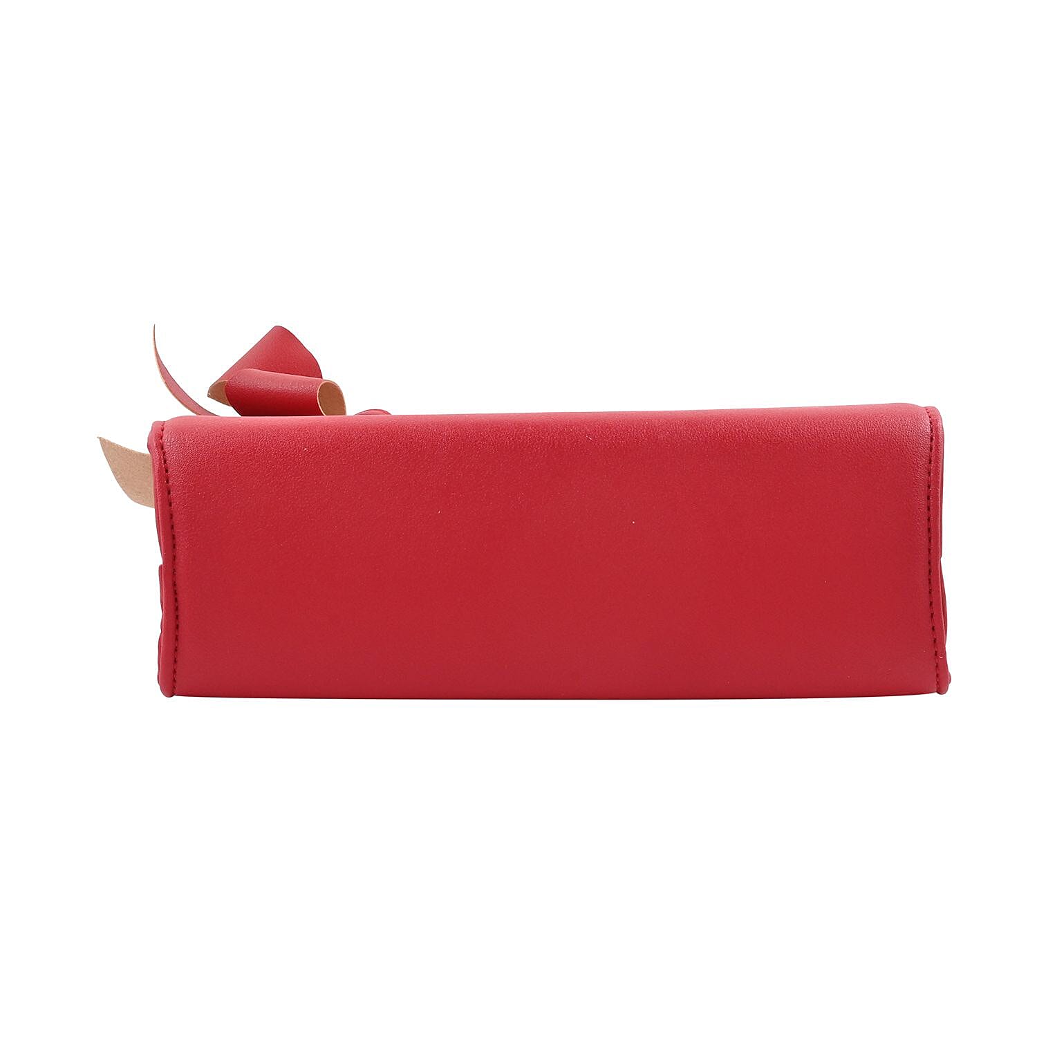 Red Faux Leather Tote Bag with Shoulder Strap