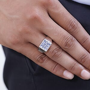 Tanzanite Men's Ring in Platinum Over Sterling Silver (Size 10.0) 1.10 ctw