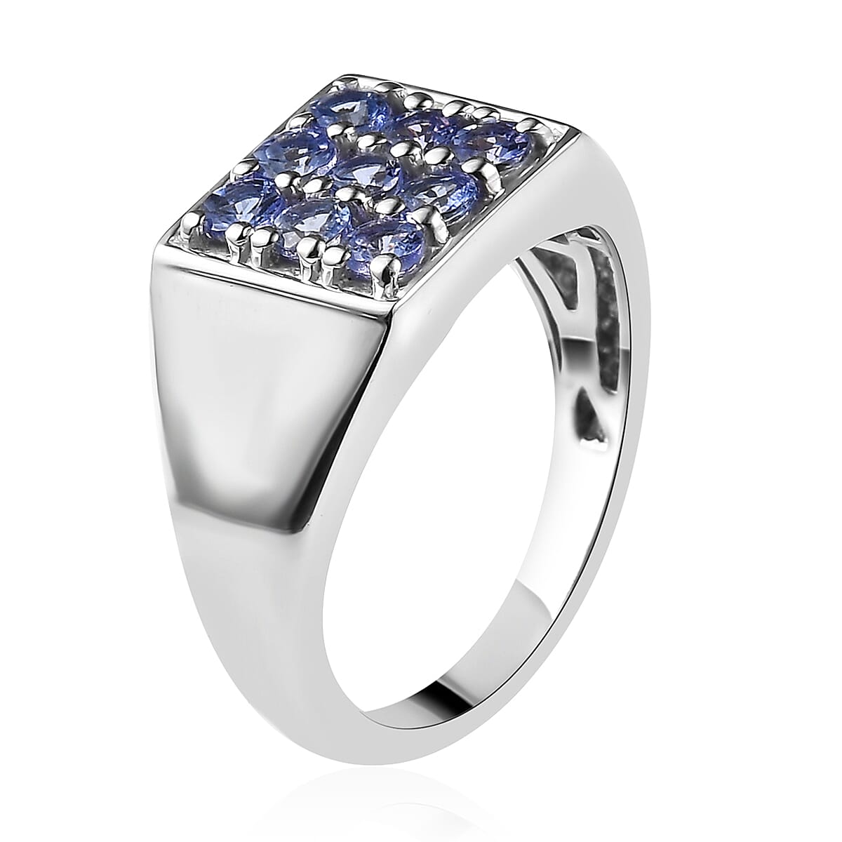 Tanzanite Men's Ring in Platinum Over Sterling Silver (Size 10.0) 1.10 ctw