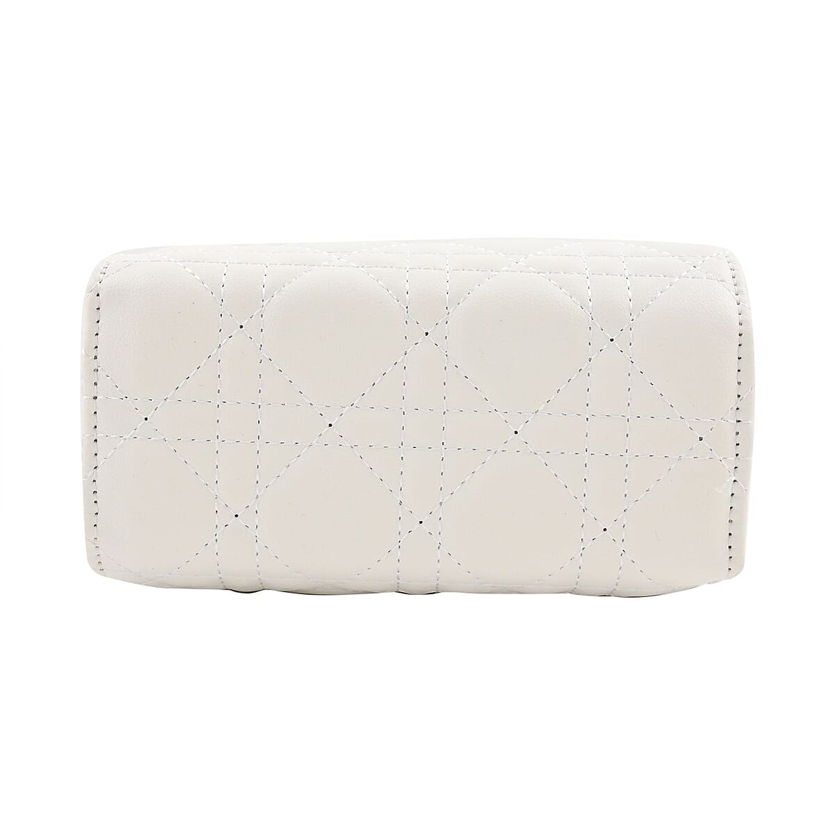 White Faux Leather Tote Bag with Chain Strap image number 4