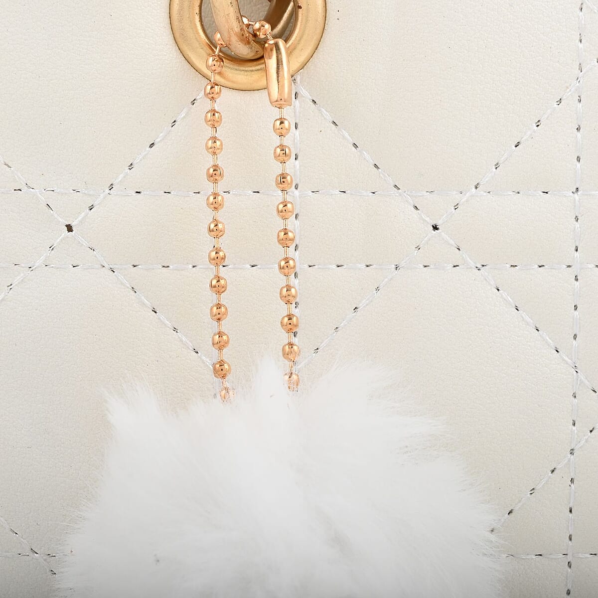 White Faux Leather Tote Bag with Chain Strap image number 5