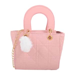 Pink Faux Leather Tote Bag with Chain Strap