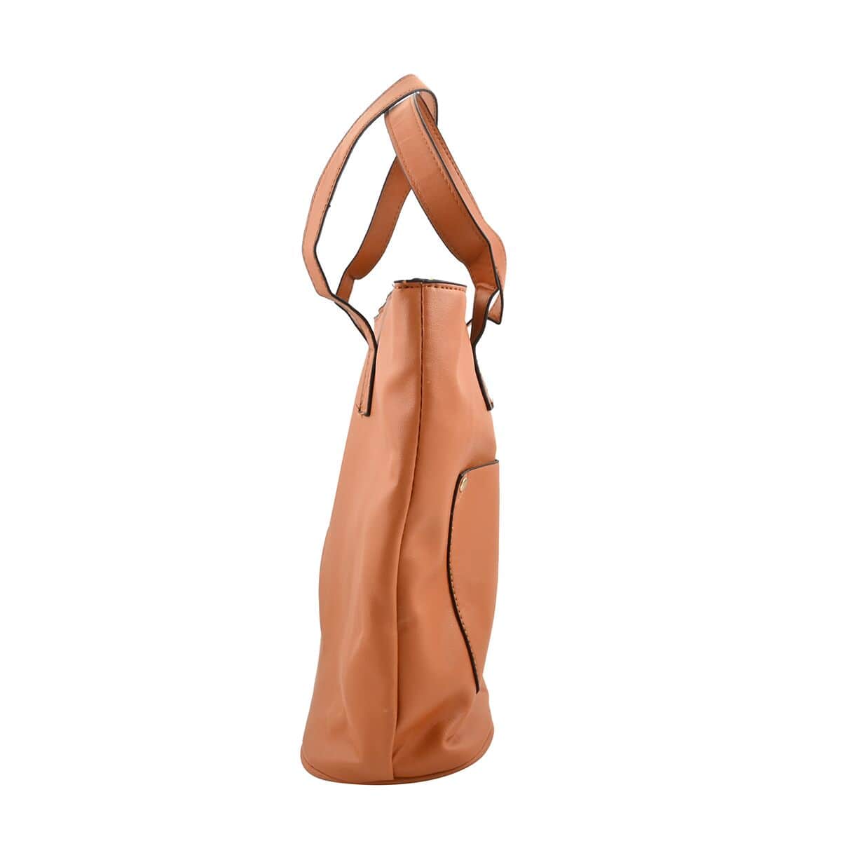 Brown Faux Leather Tote Bag (13.7"x11.8"x3.9") image number 2